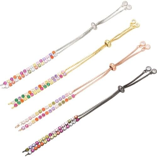 Copper Slider/Slide Extender Chain For Jewelry Necklace Bracelet Golden Adjustable Multicolor Rhinestone 12.2cm(4 6/8") long