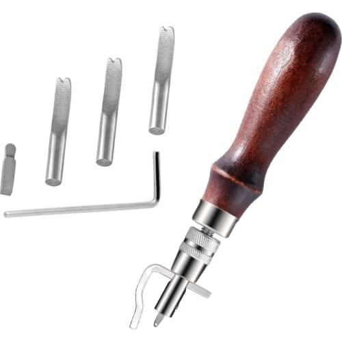 LMDZ Leather Grover Tool Adjustable Stitching Grover Creasing Edge Beveler Leather craft Sets Leather Carving for Leather craft