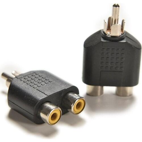 New 2PCS RCA Y Splitter Audio Video Plug Converter 1 Male to 2 Female RCA Cable Adapter Connector