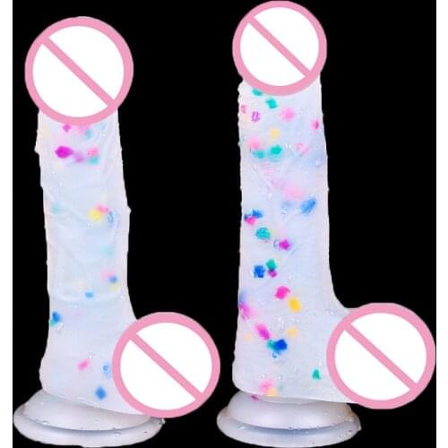 New Jelly Rainbow Strapon Dildo Suction Cup Realistic Penis Dick Female Masturbation Dildo Anal Plug Lesbian Sex Toys For Women