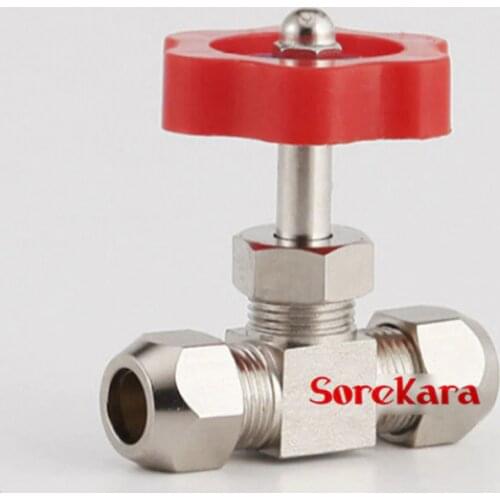 Nickel-Plated Brass Plug Needle Valve Compression fitting Fit for Tube O/D 8mm Max Pressure 0.8 Mpa
