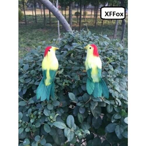 A pair of simulation yellow&green bird models foam&furs lifelike mini cute bird dolls gift about 12cm xf0592