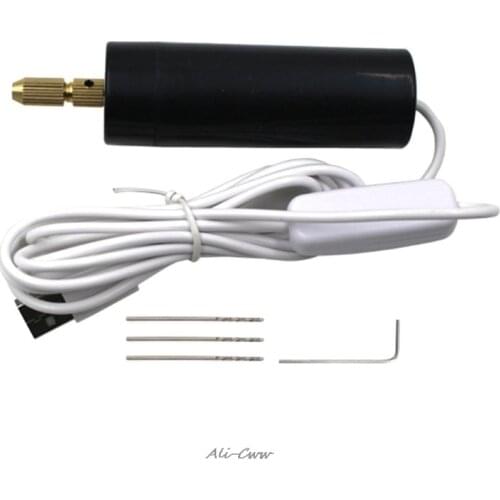 Portable Mini Electric Hand Drill Micro USB Small Drill Chuck Tools with 3pc Bits