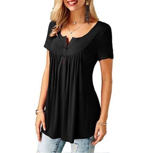 Casual Summer Women Loose T-Shirt Short Sleeve Tops Ladies Solid Tee Plus Size S-5XL