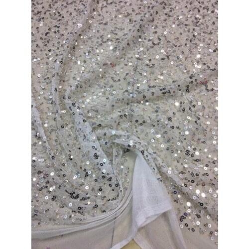 Embroidered tulle french net lace for fashion dress ZH-11838 embroidered lace fabric with beads
