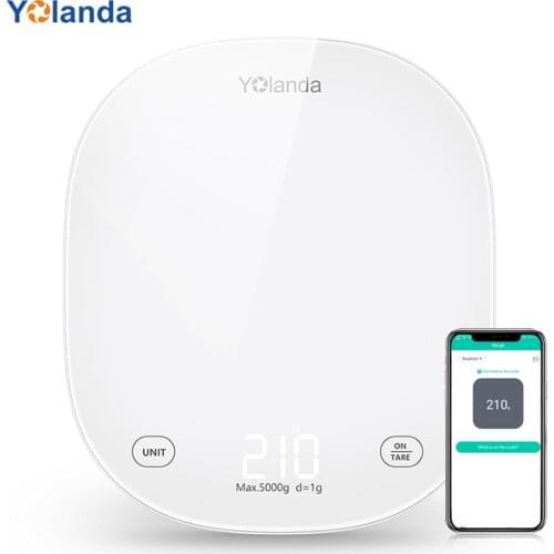 Yolanda Smart Kitchen Weight Scale Bluetooth Digital Food Weighing Scale Food Record Nutrition Diary LED Display Touch Button