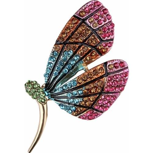 OneckOha Fashion Jewelry Enameled Colorful Butterfly Brooches Rhinestone Animal Brooch Pin Garment Accessories