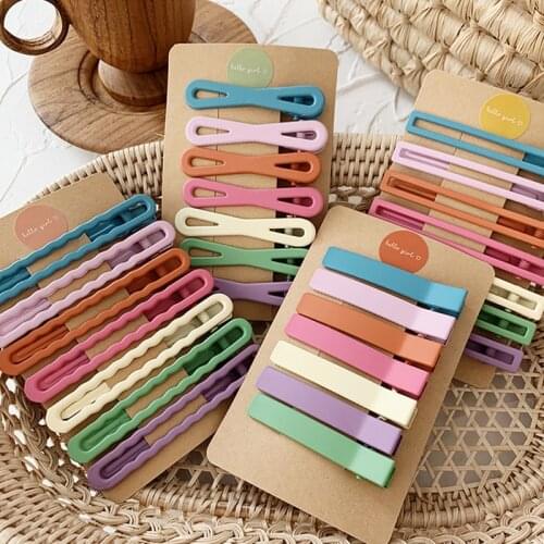 Korea Square Hairpin Scrub Matte Hair Clip Colorful Bow Barrettes Geometric Fluffy Hair Clip Hollow Barrette Hair Accessories