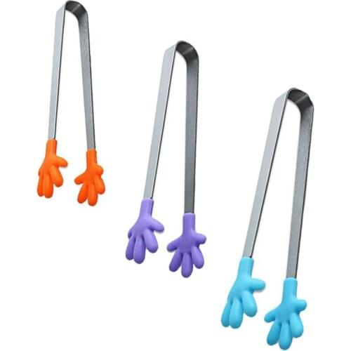 1Pc Stainless Steel Food Clip Cute Mini Silicone Small Hand Folder Kitchenware New BBQ Barbecue Clips Kitchen Tools