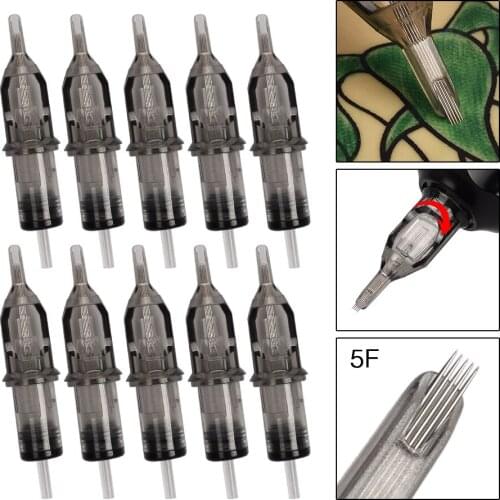 10pcs/lot Permanent Tattoo Cartridges Needle For Tattoo Pen Machine Grips RL/RS/RM/M1/F Disposable Safety Tattoo Needles