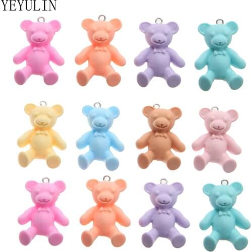 10pcs/lot Colorful Animal Bear Resin Charms Pendants DIY Necklace Keychain DIY Jewelry Making Findings Accessories