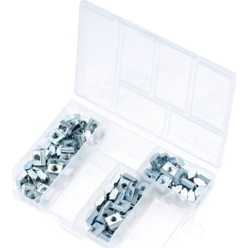 120Pcs/Box M3 M4 M5 T Sliding Hammer Nut Block Square Nuts For 20 Series Aluminum Extrusion Profile