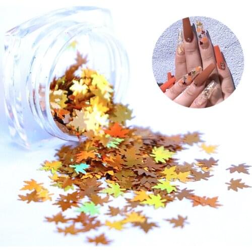 6 Box Laser Fall Leaves Shape Nail Glitter Holographic Sequins Chameleon Nail Art Glitter Flakes Maple Leaf Decoration Manicure