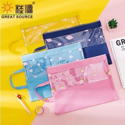 A4 Book Handbag Reusable Write And Wipe Clear Window Zipper Bag Document Bag Pad Portable Bag W25*H34cm)20PCS