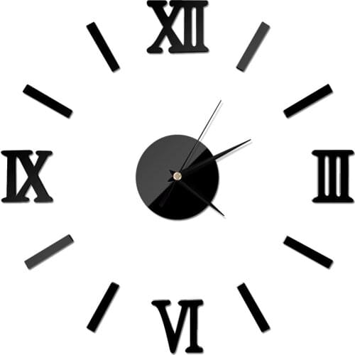 Acrylic DIY Fashion Wall Clock Sticker Home Bedroom Living Room Mirror Wall Sticker Clock Roman Scale Mute