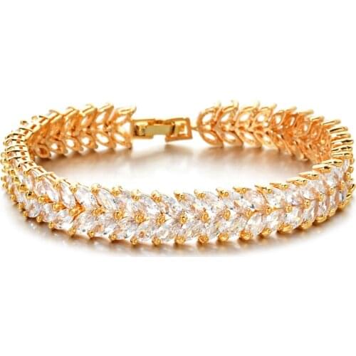 High quality fashion temperament golden AAA zircon bracelet for women/girl wedding party jewelry SL-022