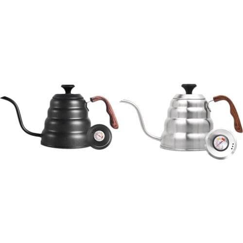 Stainless Steel Pour over Coffee Kettle Thermometer,40Oz Long Narrow Drip Espresso Tea Teapot Gooseneck Spout Pot