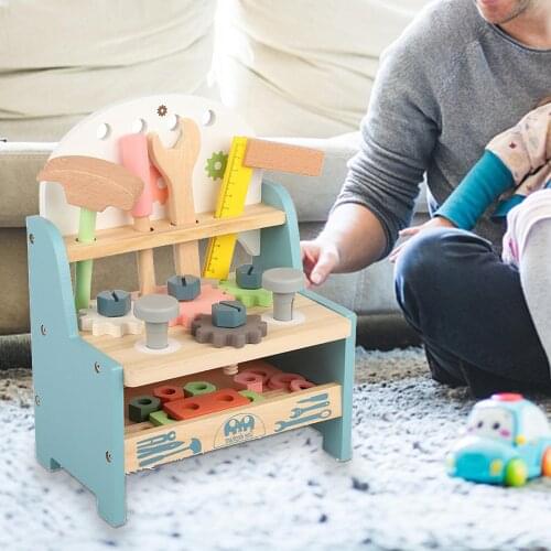 Kids Wooden Workbench Tools Set Multicolor Mini Simulation Children Play Toy Children Toys Birthday Christmas New Year Gift