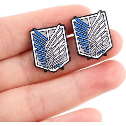 DZ2151 Japanese Anime Attack on Titan Comics Anime Stainless Steel Piercing Ear Stud Earrings For Womans Enamel Earings Jewelry