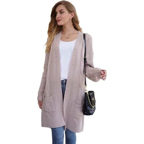 Elegant Women Knitted Cardigan Sweater Tops Autumn Clothing Long Sleeve Loose Coat Chic Female Solid Fashion Casual Outerwear