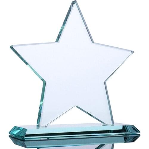 Customized Optical Cut Crystal Star Trophy Awards on Base Souvenir For Plaque Recognition Graduation Appreciation