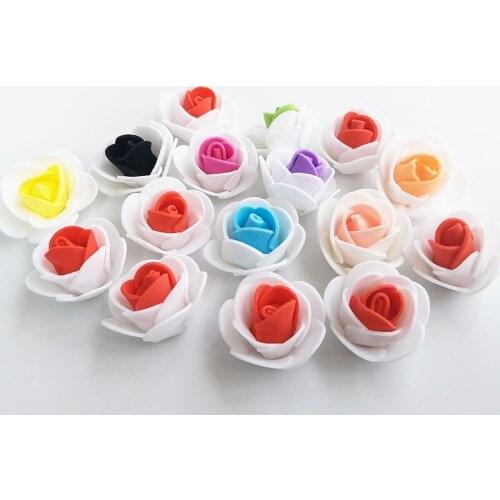 3.5CM Rose Head Handmade Artificial Flower Cheap Wedding Decoration Diy Wreath Needlework Gift Box Scrapbooking Fake Flower
