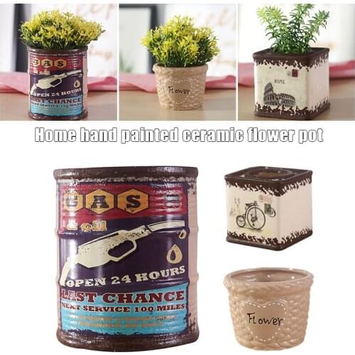 Pastoral Style Ceramic Flower Pot Hand-Painted Ceramic Plant Flower Flowerpot Planter Home Decor Planting Display Stand Home Acc