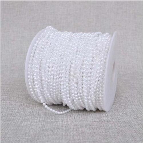 Pretty 5Meters Length 3MM Artificial Pearl Bead Chain Garland Spool Rope Wedding Party Christmas Tree Home Hanging Decoration