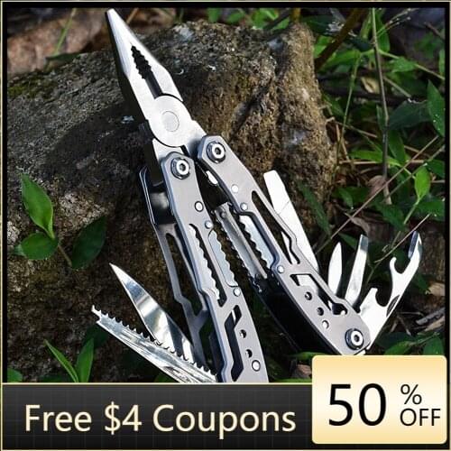 Mini Outdoor Multifunctional Tools Stainless Steel Folding Grip Pliers Saws Screwdrivers Wire Cutter Camping Survival Tool