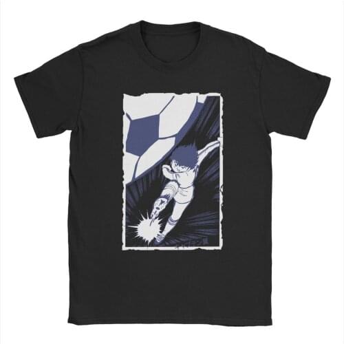 Men T-Shirt Captain Tsubasa About Football Funny 100% Cotton Tee Shirt Short Sleeve Anime T Shirts Crew Neck Tops 4XL 5XL 6XL