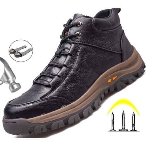 Men Boots Safety Shoes Men Indestructible Work Sneakers Steel Toe Shoes Anti-smashin Work Shoes Safety Boots Men Shoes Footwear