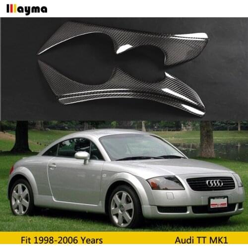 2pcs/set Carbon fiber headlight cover eyelids For Audi TT MK1 1998 - 2006 Car Fiber glass front lamp eyebrow sticker