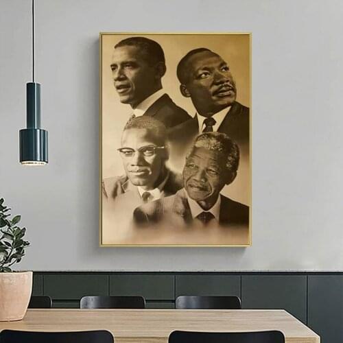 Canvas Print Home Decor Wall Art Modular Pictures Malcolm X Martin Luther King Barack Obama Painting Nordic Poster For Bedroom