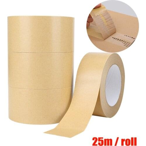 25m / roll kraft paper tape can be used for hand tearing self-adhesive paper photo frame painting box sealing paint tape