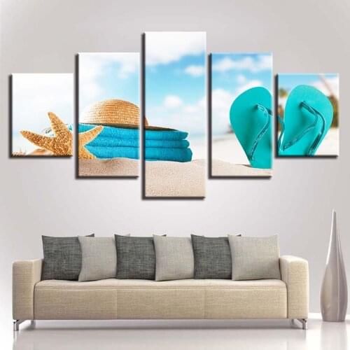 Landscape Sky Cloud Star Mountain River Hot Air Balloon 5 Piece Wall Pictures For Living Room Color Painting Art Home Decor