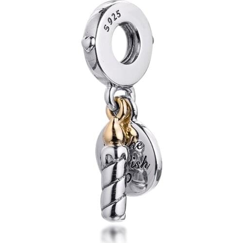 Birthday Candle Dangle Charm DIY Beads For Jewelry Making Sterling Silver Jewelry Charms Fits Original Charms Chain Bracelets