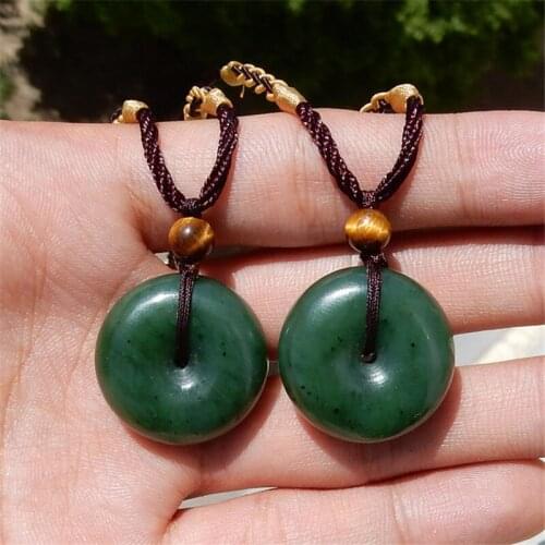Drop Ship100% Hetian Jade Hand-carved Necklace Jade Pendant pingan Green Pendants Necklace Jade Jewelry