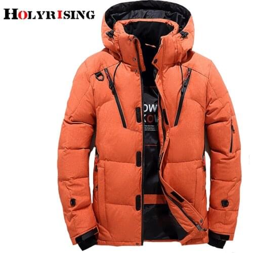 Holyrising Homme Down Coat Thicken Winter Jackets Zipper Coats For Men white duck down Hooded Overcoat 4 Colour M-3XL 18482-55