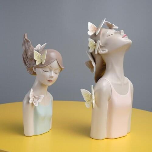 Resin Statue Nordic Cute Butterfly Girl Look Up to the Sky Home Decor Sculpture Interior Living Room Desktop Decoration Crafts