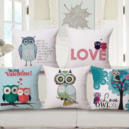 Romantic Cute toon Owl ative Throw Pillow Case Cover Cushion 18''x18'' Soft Room Gifts Single Sides Printing