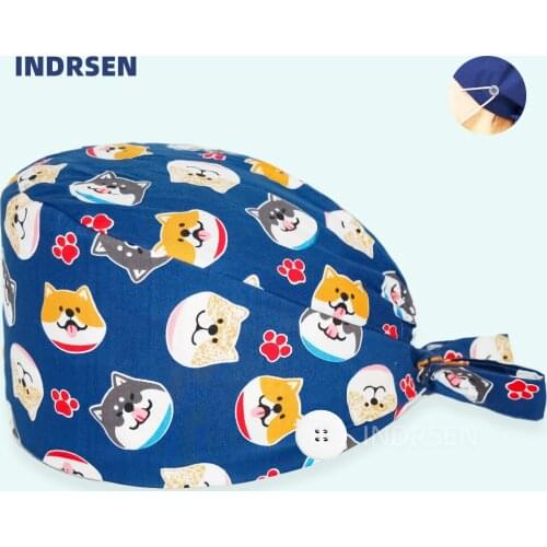Cartoon Scrub Cap Dogs Printed Nursing Working Caps Beauty salon Dentist Physician Clinic Nurse Doctors Nursing Surgicals Cap