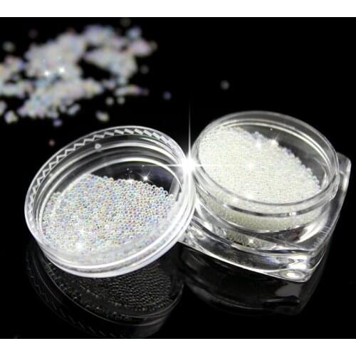 1 BoxManicure Glass Balls Clear White Caviar Beads 3D Nail Decoration Glitter Bead 50g Manicure Tips Decoration