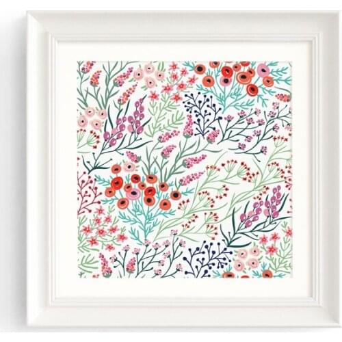 Modern simple restaurant table decoration artists use squares to hang paintings of Nordic flower murals