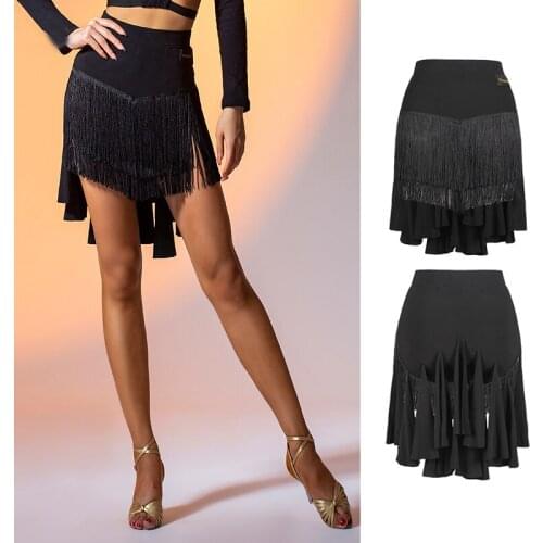 2021 Latin Dance Skirts Women New Slit Sexy Fringe Latina Skirt Samba Cha Cha Clothes Latin Practice Wear Salsa Skirt DNV15245