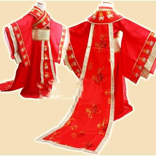 3 Designs Little Girl Red Tang Dynasty Empress Dance Costume Princess Hanfu Childrens Day Stage Performance Cosplay
