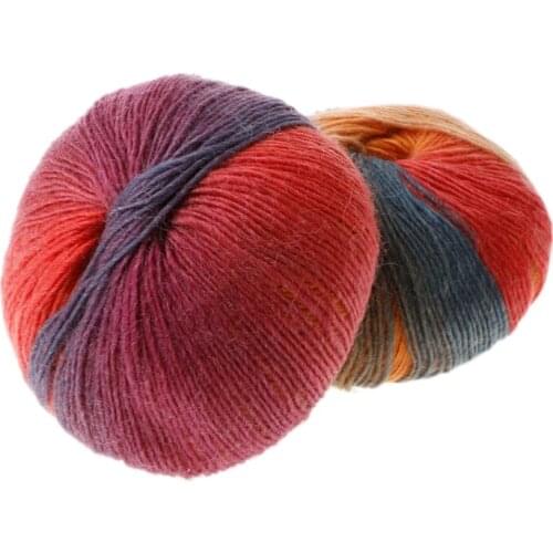 1Ball 50g Hand-woven Rainbow Colorful Crochet Cashmere Wool Blend Yarn Knitting E56C