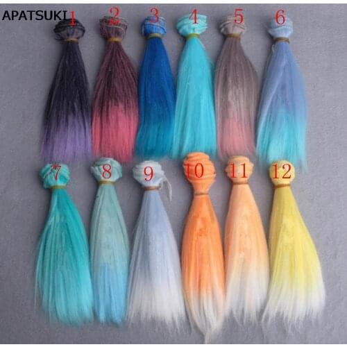 1pc 15*100cm Length Gradient Color Thick Wig For 1/3 /1/4 1/6 BJD Wigs Doll Hair High Temperature Wire