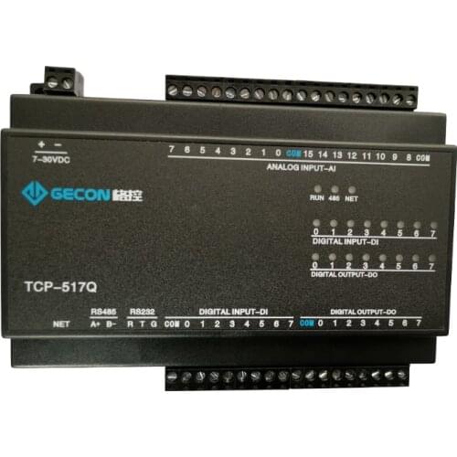 16AI Analog Input 8DI Switch Input 8DO Transistor Output Ethernet RS485 RS232 Modbus TCP&RTU