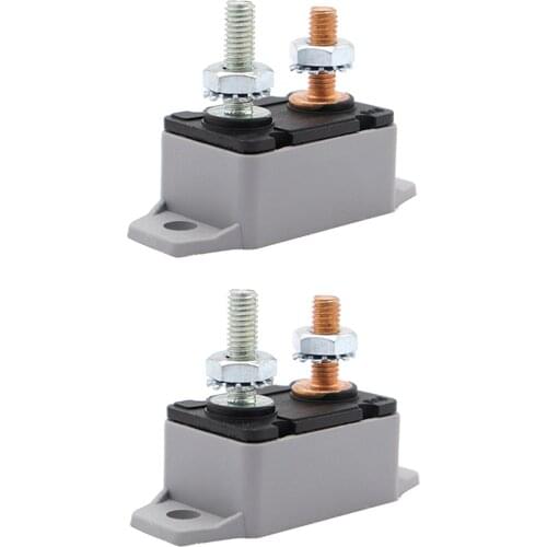 2 Pcs 12/24V Stud Bolt Type Automatic Reset Cover Truck Boat Bus Boat Circuit Breaker Fuse 50Amp IP66 Waterproof