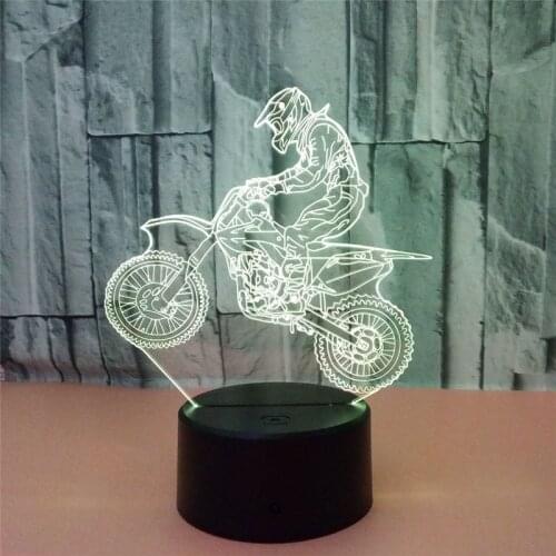3D LED Night Light Motorcycle Rider Action Figure 7 Colors Touch Optical Illusion Table Lamp Home Decoration Model